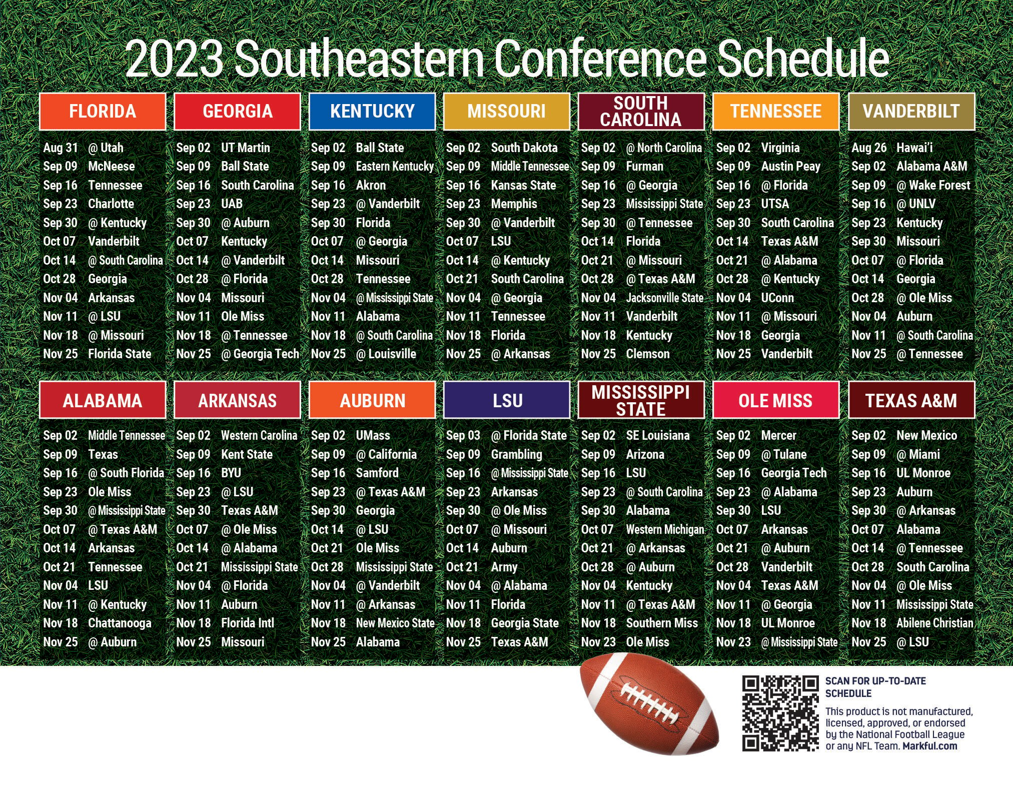 Picture of SEC Personalized Jumbo Football Magnet 2024