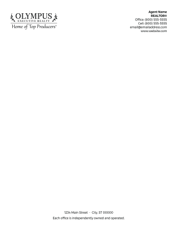 Picture of Olympus Executive Realty White 70lb Letterhead