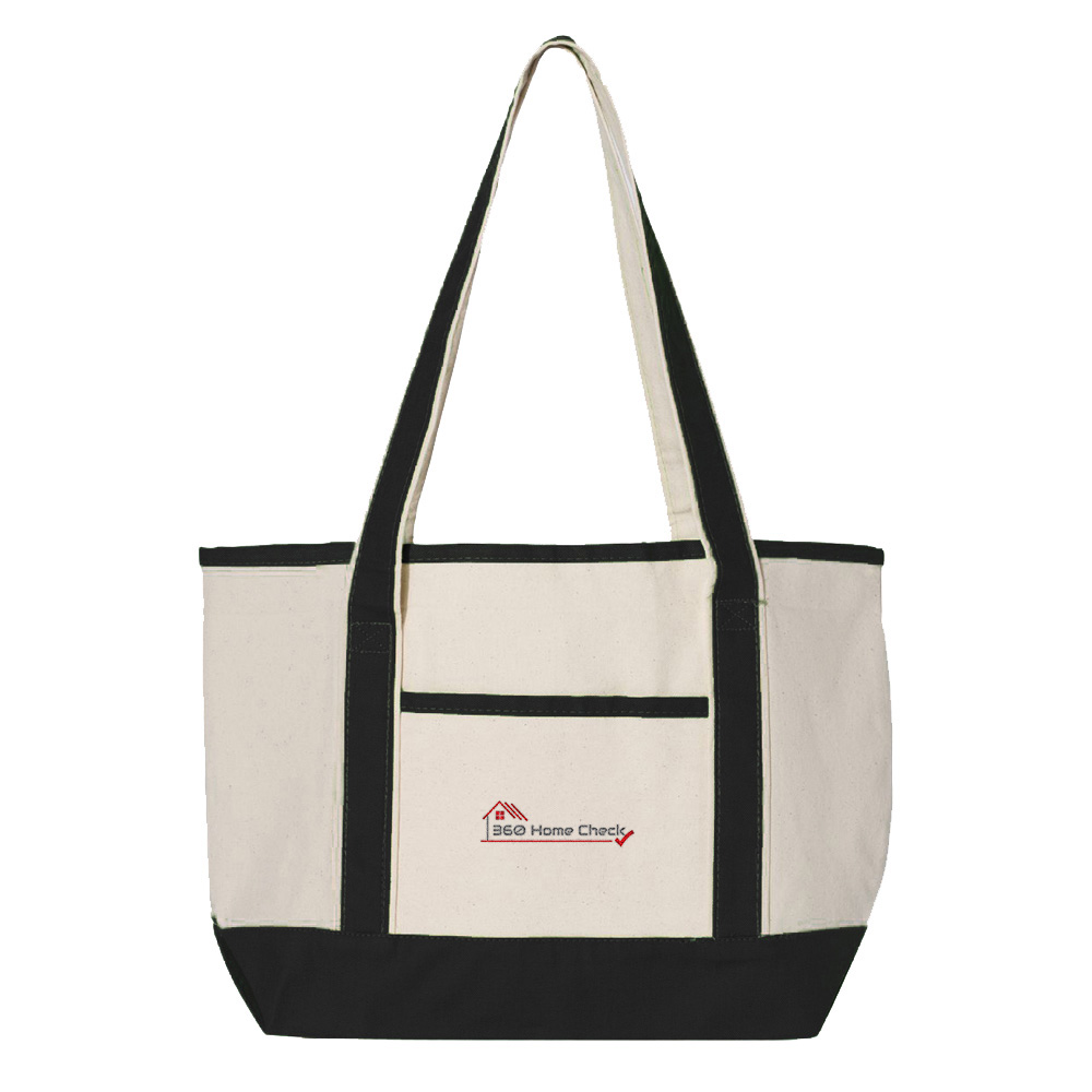Picture of 360 Home Check Canvas Deluxe Tote Bag - Small - Adult One Size Black