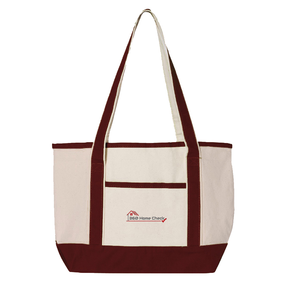 Picture of 360 Home Check Canvas Deluxe Tote Bag - Small - Adult One Size Maroon
