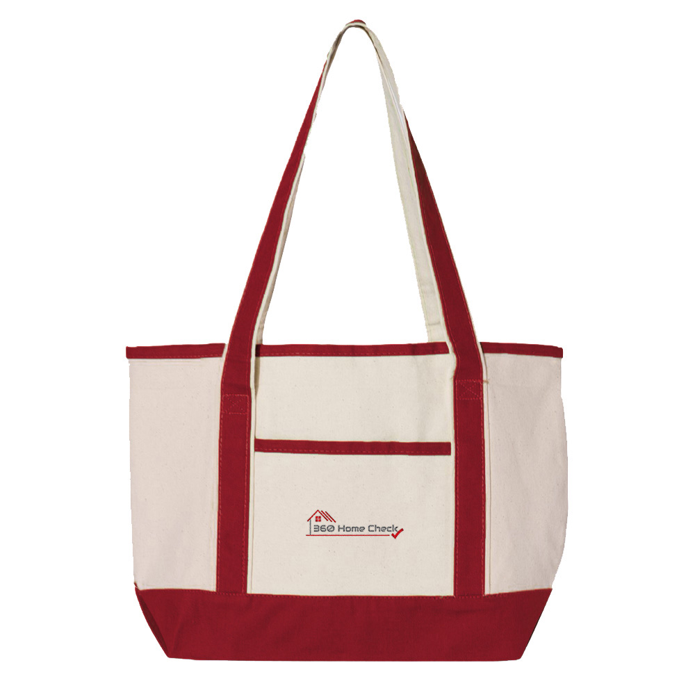 Picture of 360 Home Check Canvas Deluxe Tote Bag - Small - Adult One Size Red
