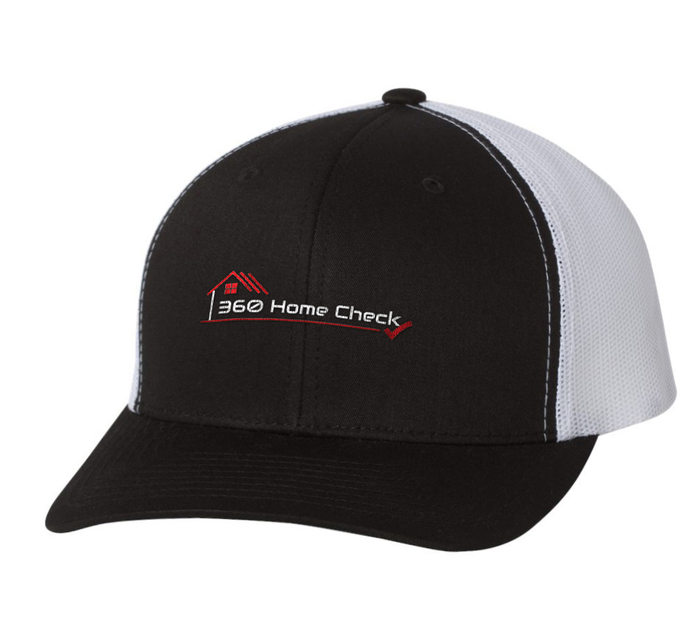 Picture of 360 Home Check Retro Trucker Hat - Adult One Size Black-White