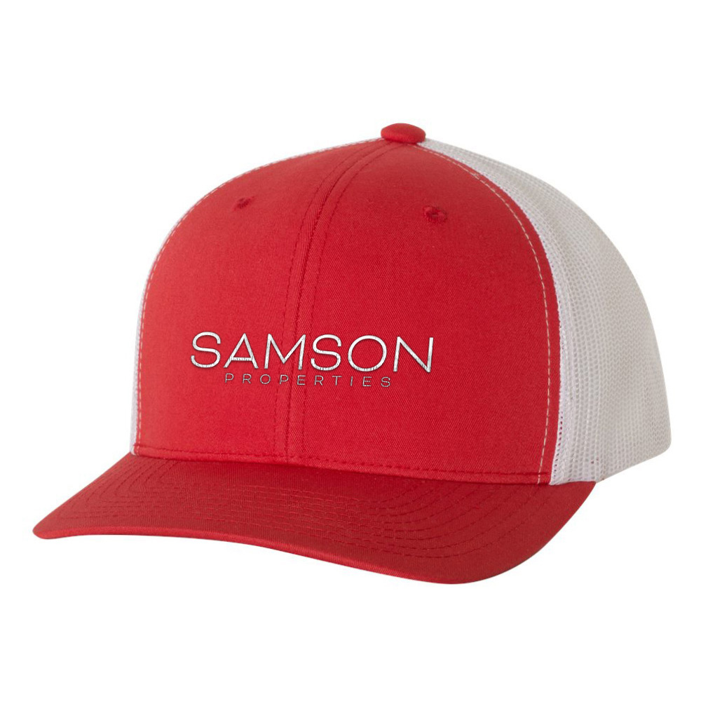 Picture of Samson Properties Retro Trucker Hat - Adult One Size Red-White