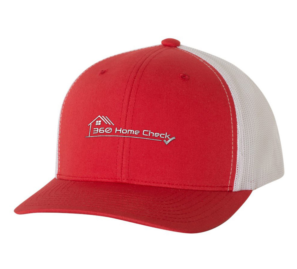 Picture of 360 Home Check Retro Trucker Hat - Adult One Size Red-White