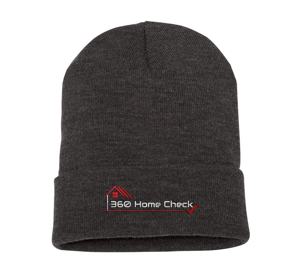 Picture of 360 Home Check 12 Inch Cuffed Beanie - Adult One Size Charcoal