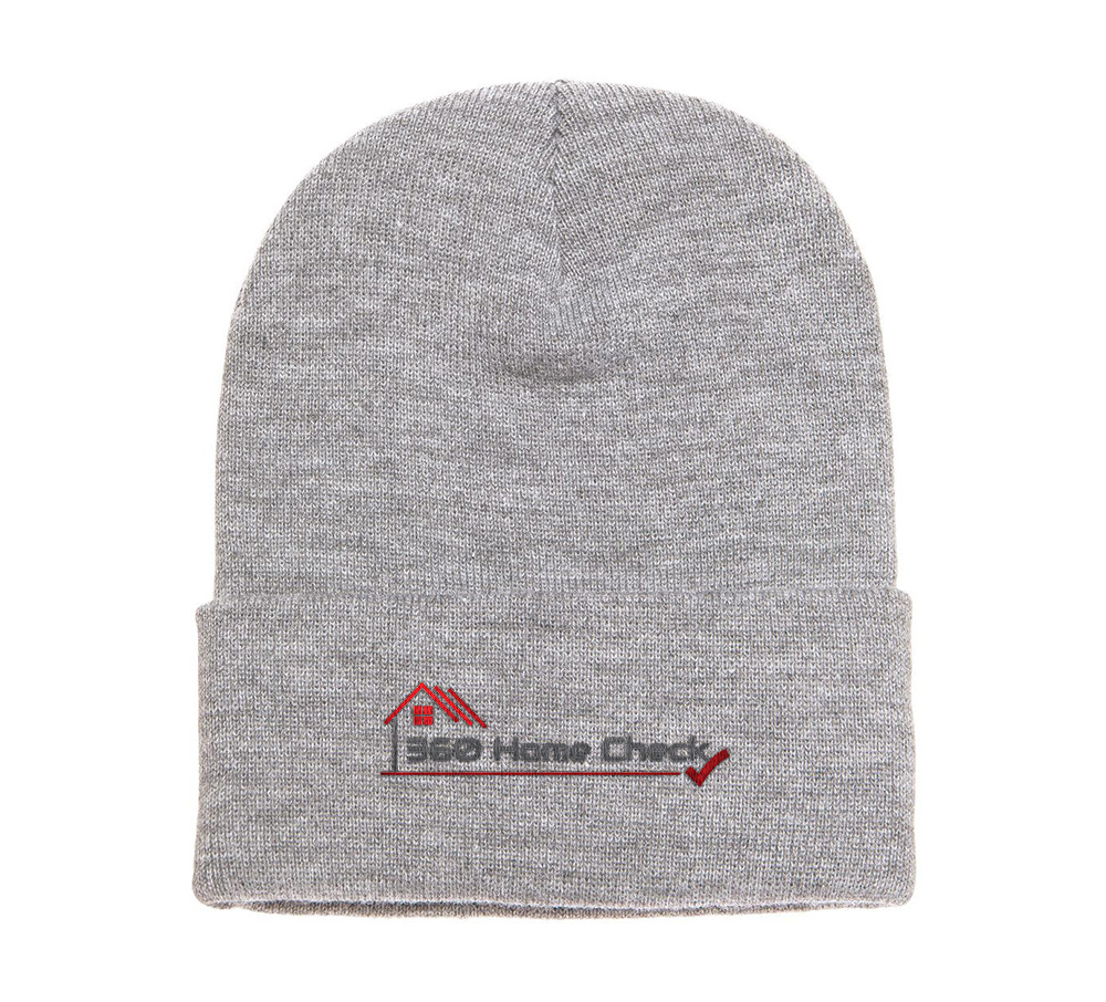 Picture of 360 Home Check 12 Inch Cuffed Beanie - Adult One Size Heather Gray