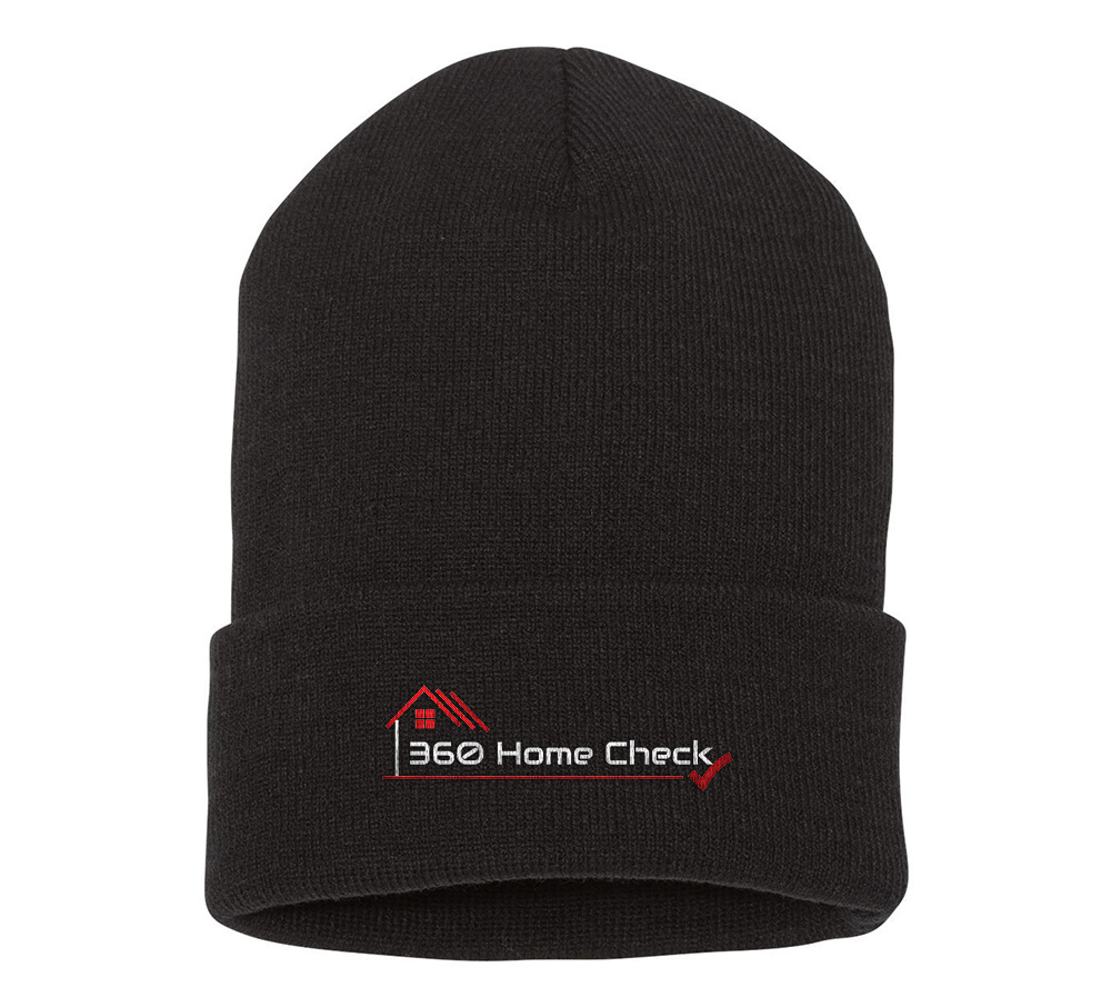 Picture of 360 Home Check 12 Inch Cuffed Beanie - Adult One Size Black