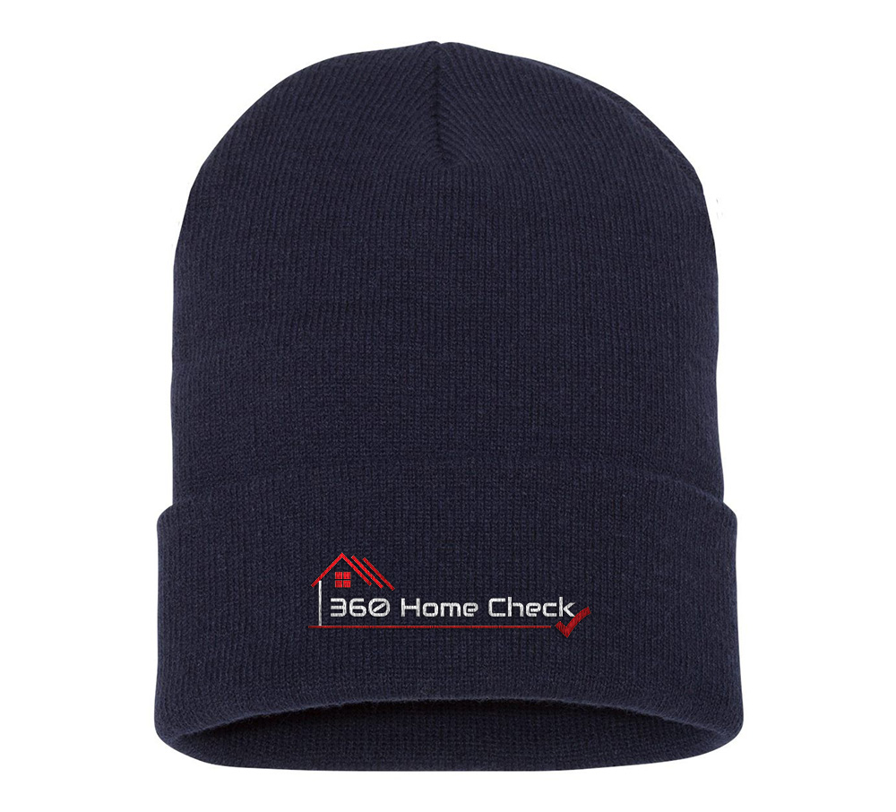 Picture of 360 Home Check 12 Inch Cuffed Beanie - Adult One Size Navy