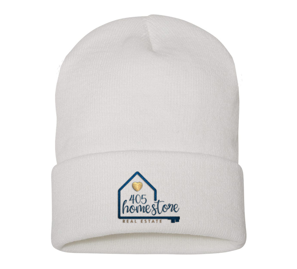 Picture of 405 Home Store 12 Inch Cuffed Beanie - Adult One Size White