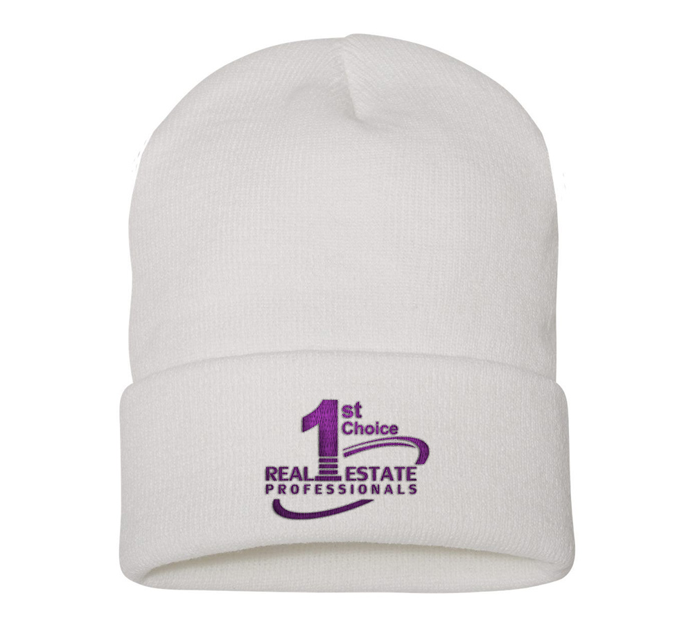 Picture of 1st Choice Real Estate Professionals, Inc. 12 Inch Cuffed Beanie - Adult One Size White