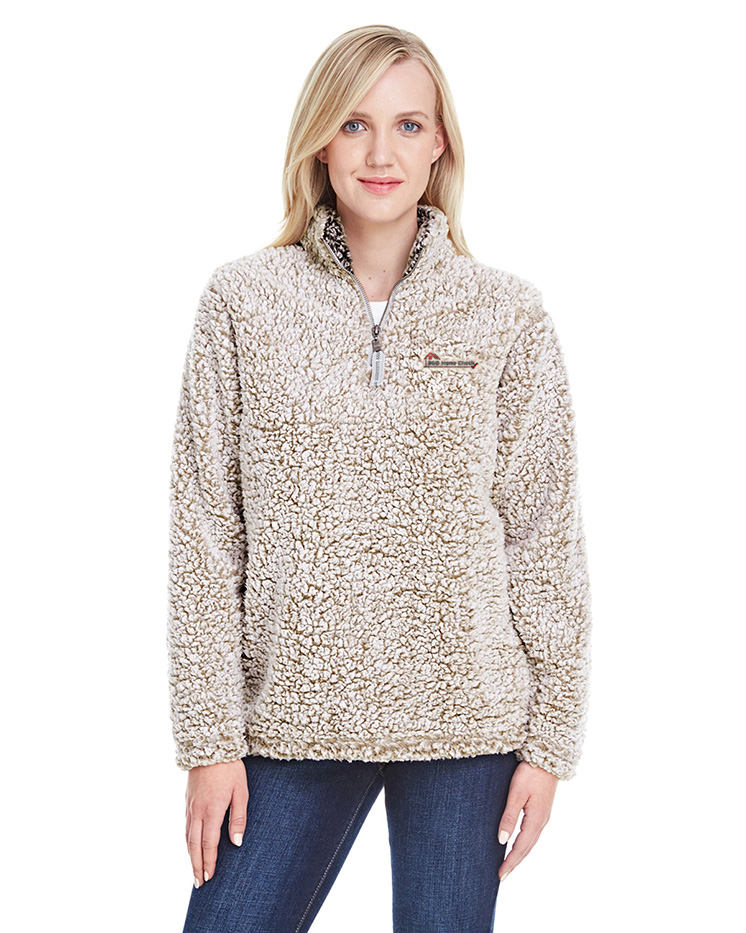 Picture of 360 Home Check J America Sherpa Quarter Zip Jacket - Women's  Oatmeal