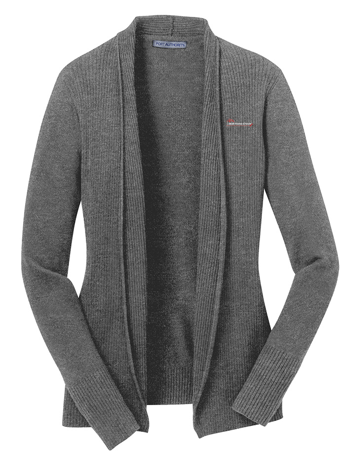 Picture of 360 Home Check Port Authority Cardigan Sweater - Women's  Gray