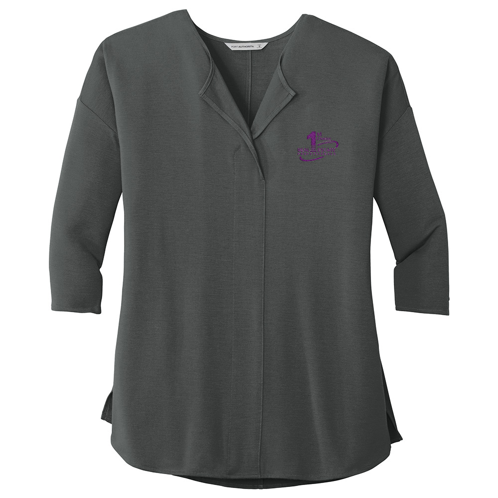 Picture of 1st Choice Real Estate Professionals, Inc. 3/4-Sleeve Soft Split Neck Top - Women's  Charcoal