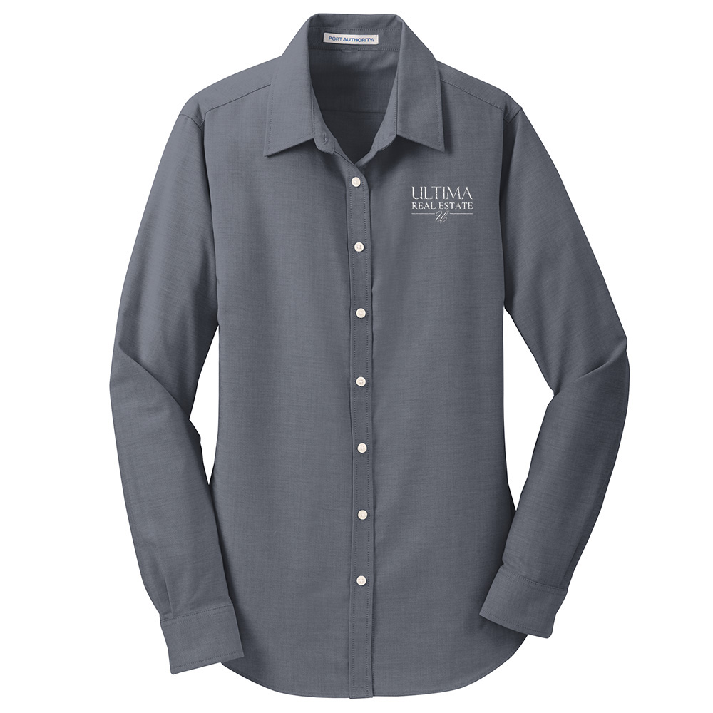 Picture of Ultima Real Estate Wrinkle Free Long Sleeve Oxford - Women's  Charcoal
