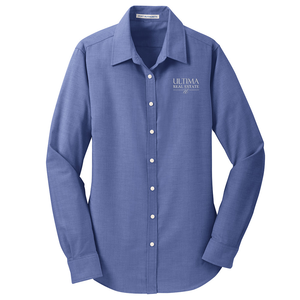 Picture of Ultima Real Estate Wrinkle Free Long Sleeve Oxford - Women's  Navy