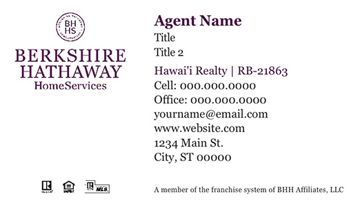 Picture of  Hawaii Realty Business Cards