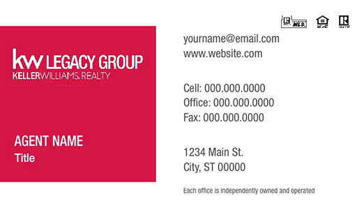 Picture of Keller Williams Legacy Group Business Cards
