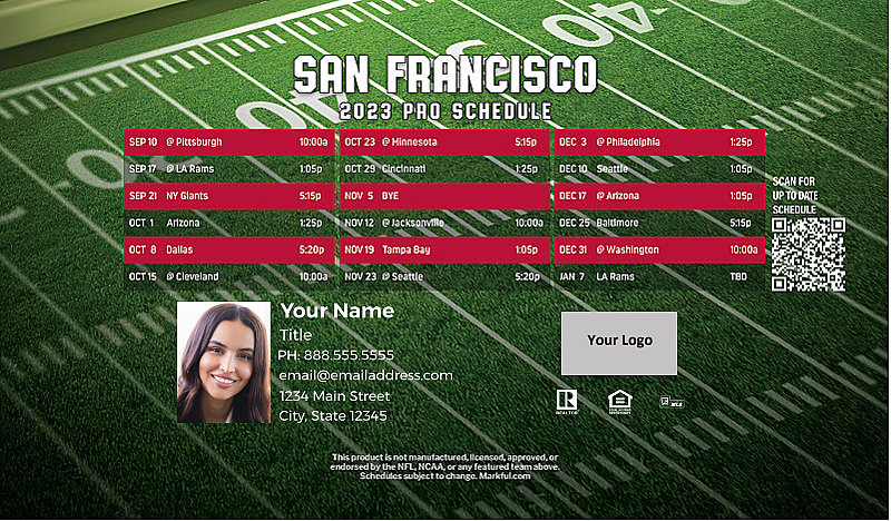 Picture of San Francisco 49ers Personalized Football-Shaped Football Magnet 2024