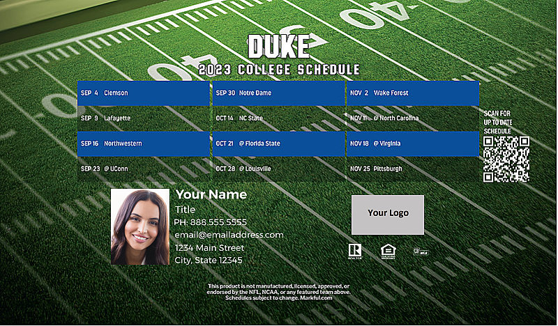 Picture of 2023 Personalized Football-Shaped Football Magnet - Duke U