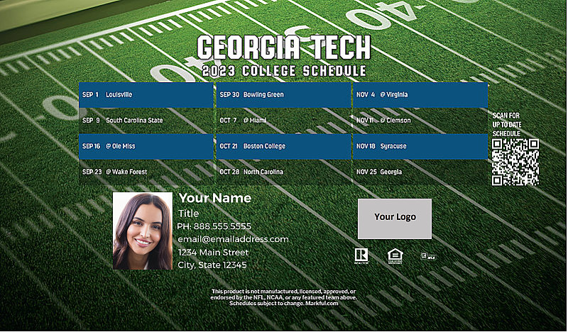 Picture of Georgia Tech Personalized Football-Shaped Football Magnet 2024