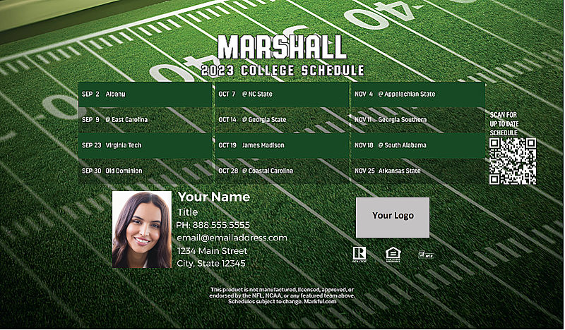 Picture of Marshall U Personalized Football-Shaped Football Magnet 2024