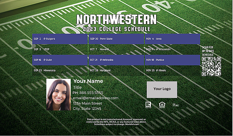 Picture of Northwestern U Personalized Football-Shaped Football Magnet 2024
