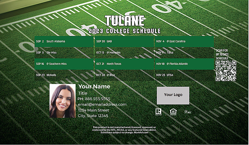 Picture of Tulane U Personalized Football-Shaped Football Magnet 2024
