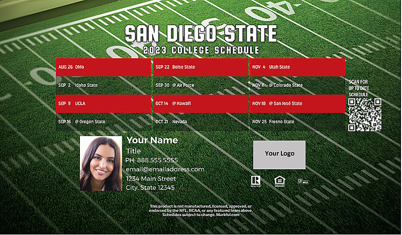 Picture of San Diego State U Personalized Football-Shaped Football Magnet 2024