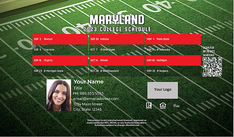 Picture of 2023 Personalized Football-Shaped Football Magnet - U of Maryland