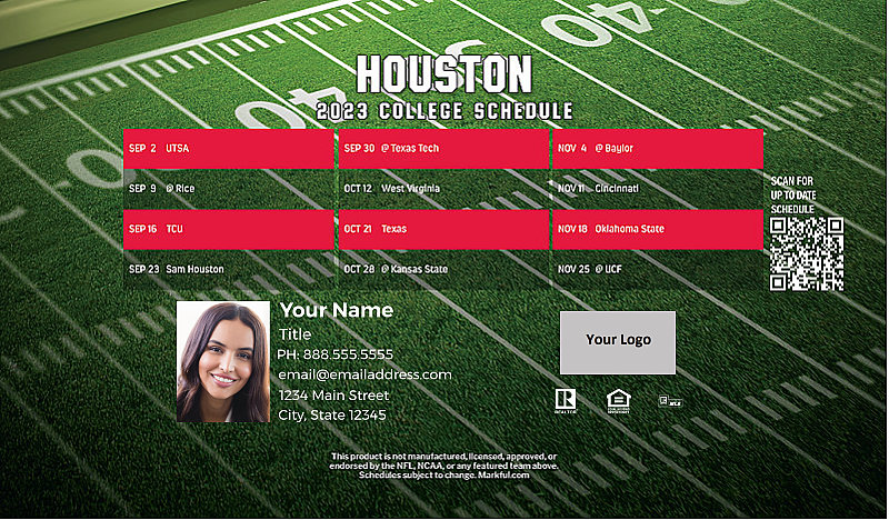 Picture of U of Houston Personalized Football-Shaped Football Magnet 2024
