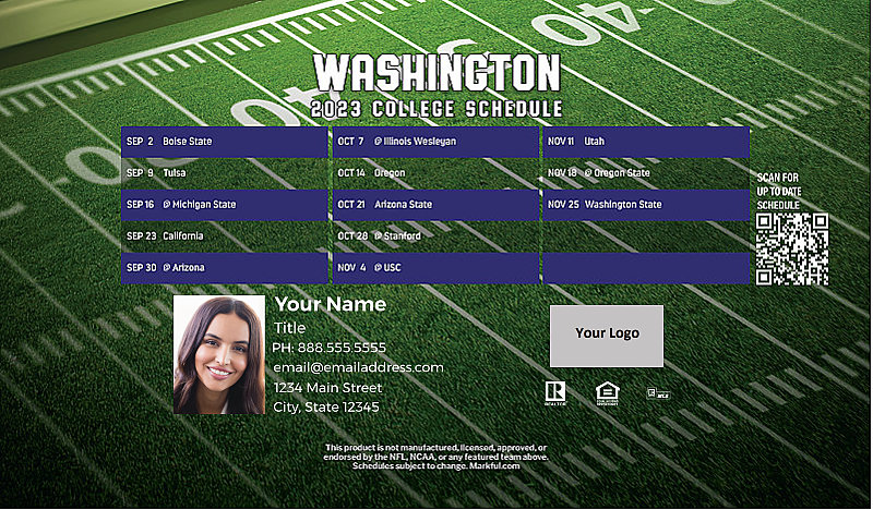Picture of 2023 Personalized Football-Shaped Football Magnet - U of Washington