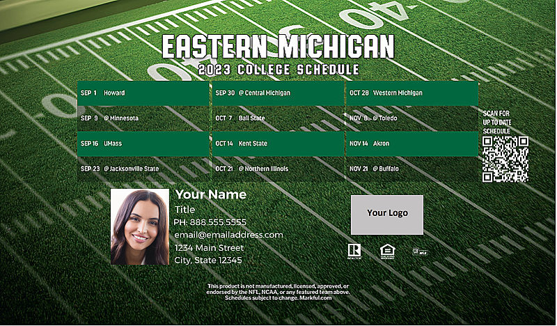 Picture of Eastern Michigan U Personalized Football-Shaped Football Magnet 2024