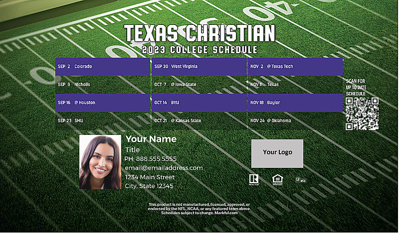 Picture of Texas Christian U Personalized Football-Shaped Football Magnet 2024