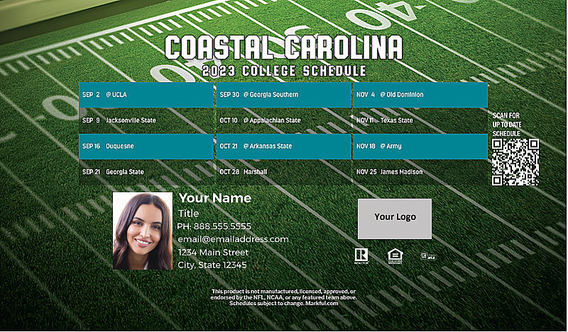 Picture of Coastal Carolina Personalized Football-Shaped Football Magnet 2024