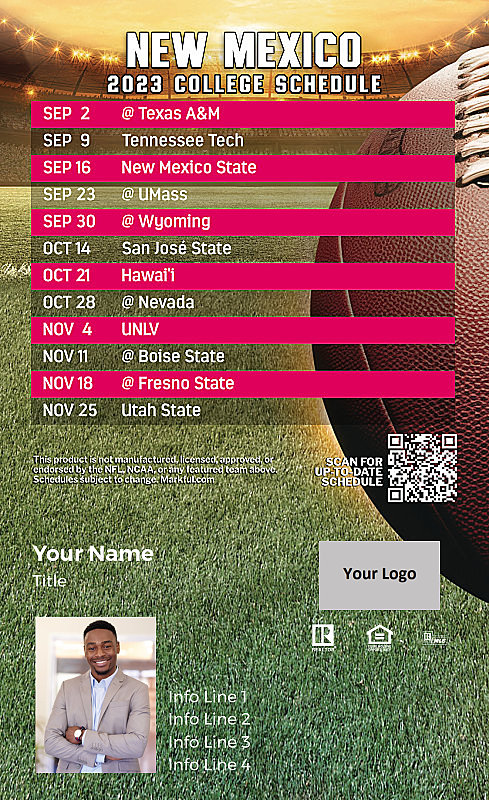 Picture of 2023 Personalized First Class Football Magnet - U of New Mexico