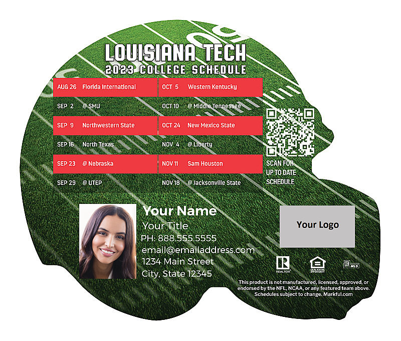 Picture of Louisiana Tech U Personalized Helmet-Shaped Football Magnet 2024