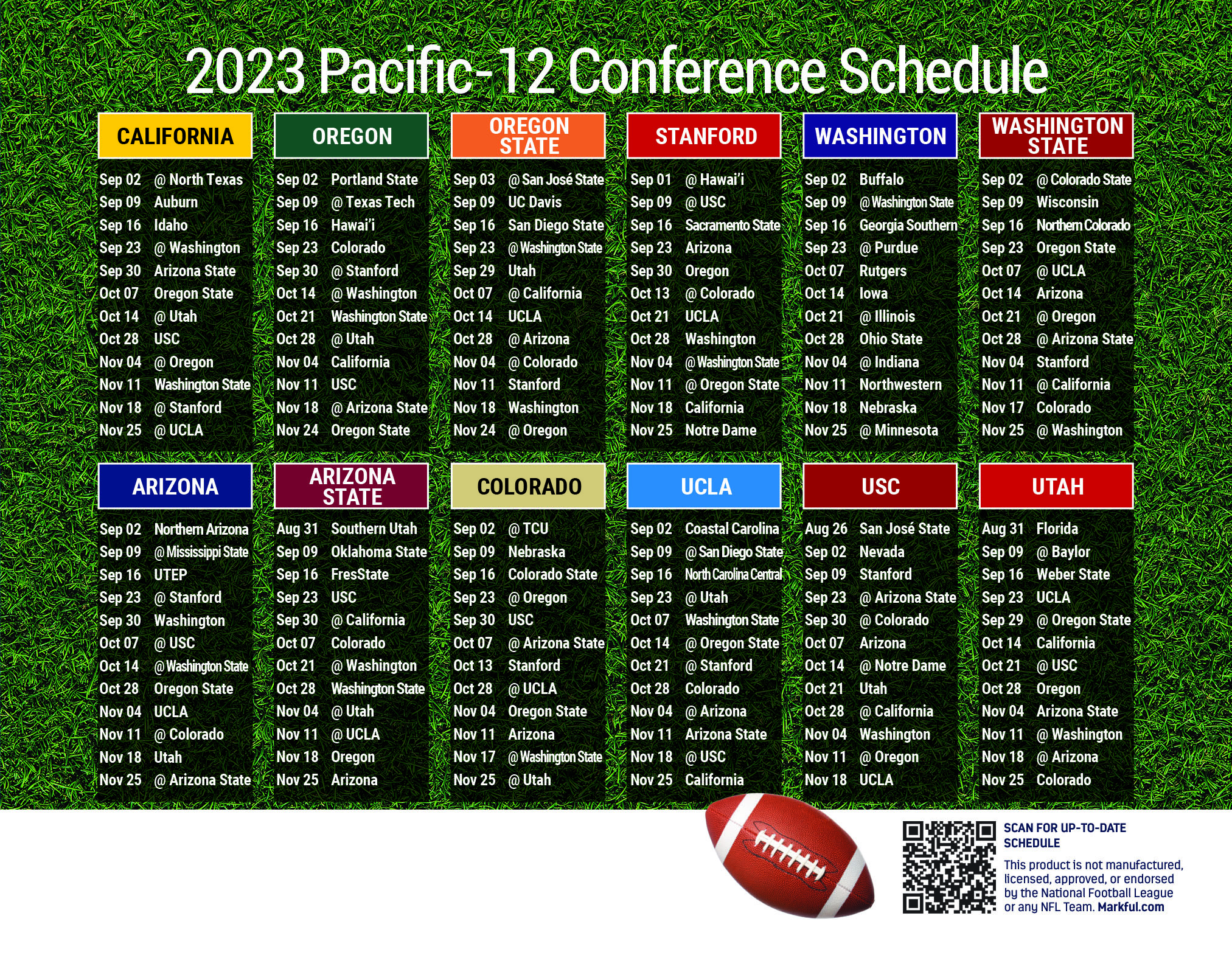 Picture of Pac-12 Personalized Jumbo Football Magnet 2024