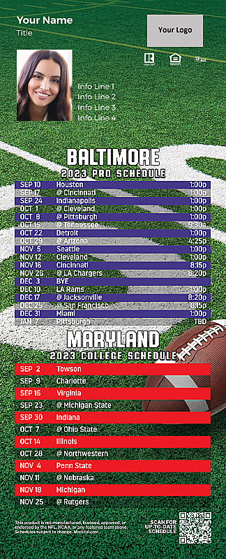 Picture of Ravens/U of Maryland Personalized PostCard Mailer Football Magnet 2024