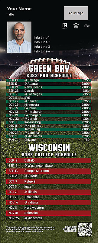 Picture of Packers/U of Wisconsin Personalized PostCard Mailer Football Magnet 2024