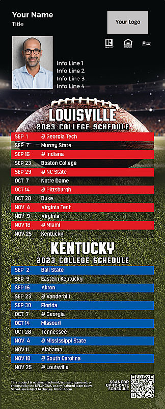 Picture of U of Louisville/U of Kentucky Personalized PostCard Mailer Football Magnet 2024