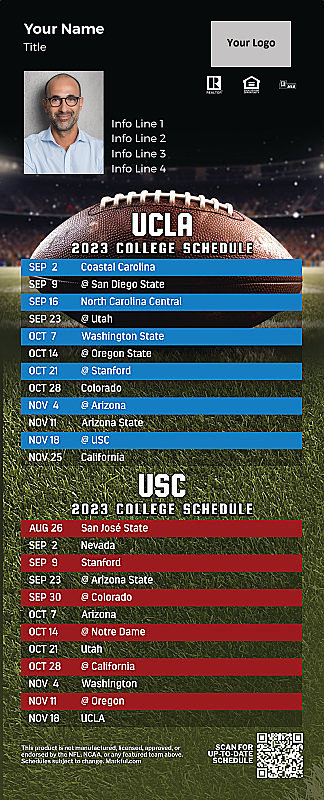 Picture of Personalized PostCard Mailer Football Magnet - UCLA/USC