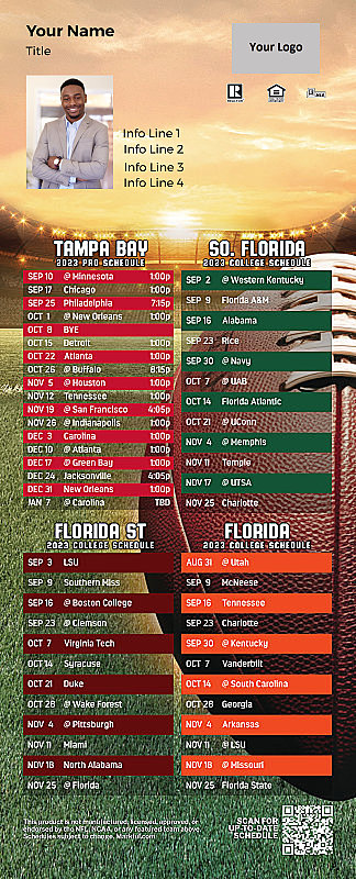 Picture of Buccaneers/U of So Florida/Florida St/U of Florida Personalized PostCard Mailer Football Magnet 2024
