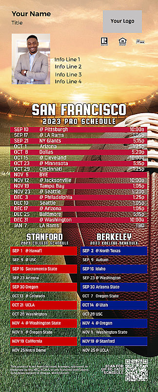 Picture of 49ers/Raiders/Stanford/Berkeley Personalized PostCard Mailer Football Magnet 2024