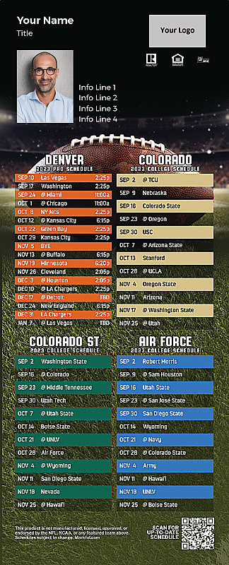 Picture of Broncos/U of Colorado/Colorado St/Air Force Personalized PostCard Mailer Football Magnet 2024