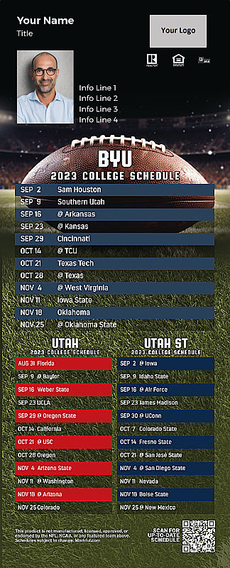 Picture of Personalized PostCard Mailer Football Magnet - BYU/U of Utah/Utah St