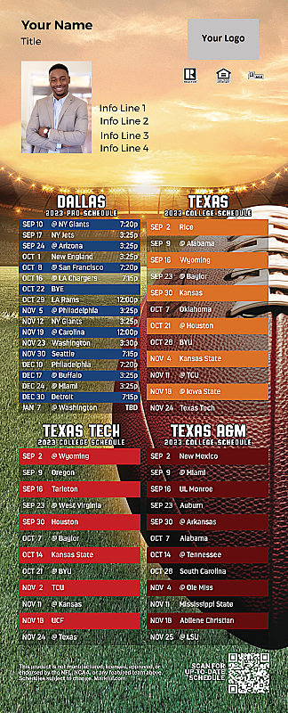 Picture of Cowboys/U of Texas/Texas Tech/Texas A&M Personalized PostCard Mailer Football Magnet 2024