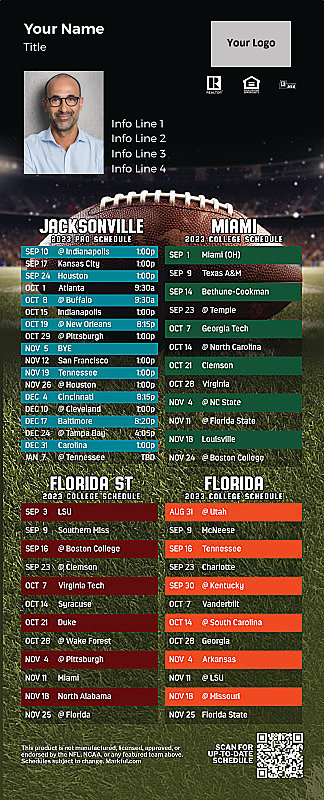 Picture of Jaguars/U of Miami/Florida St/U of Florida Personalized PostCard Mailer Football Magnet 2024