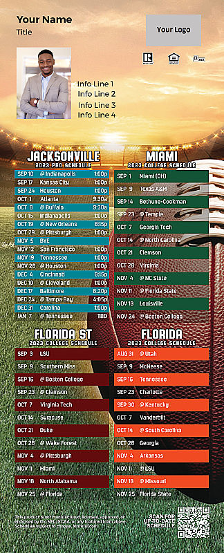 Picture of Personalized PostCard Mailer Football Magnet - Jaguars/U of Miami/Florida St/U of Florida