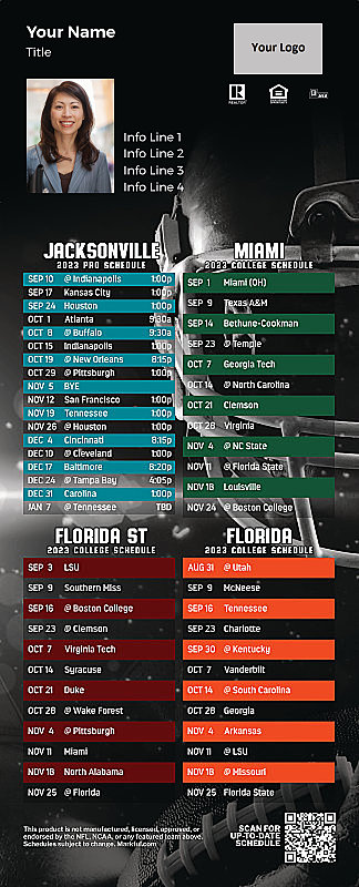 Picture of Personalized PostCard Mailer Football Magnet - Jaguars/U of Miami/Florida St/U of Florida