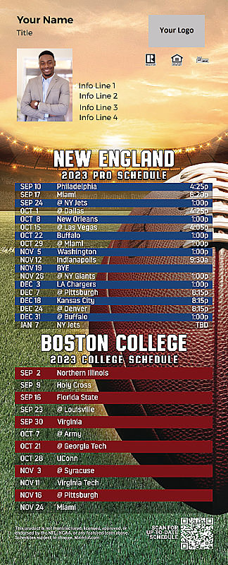 Picture of Personalized PostCard Mailer Football Magnet - Patriots/Boston College